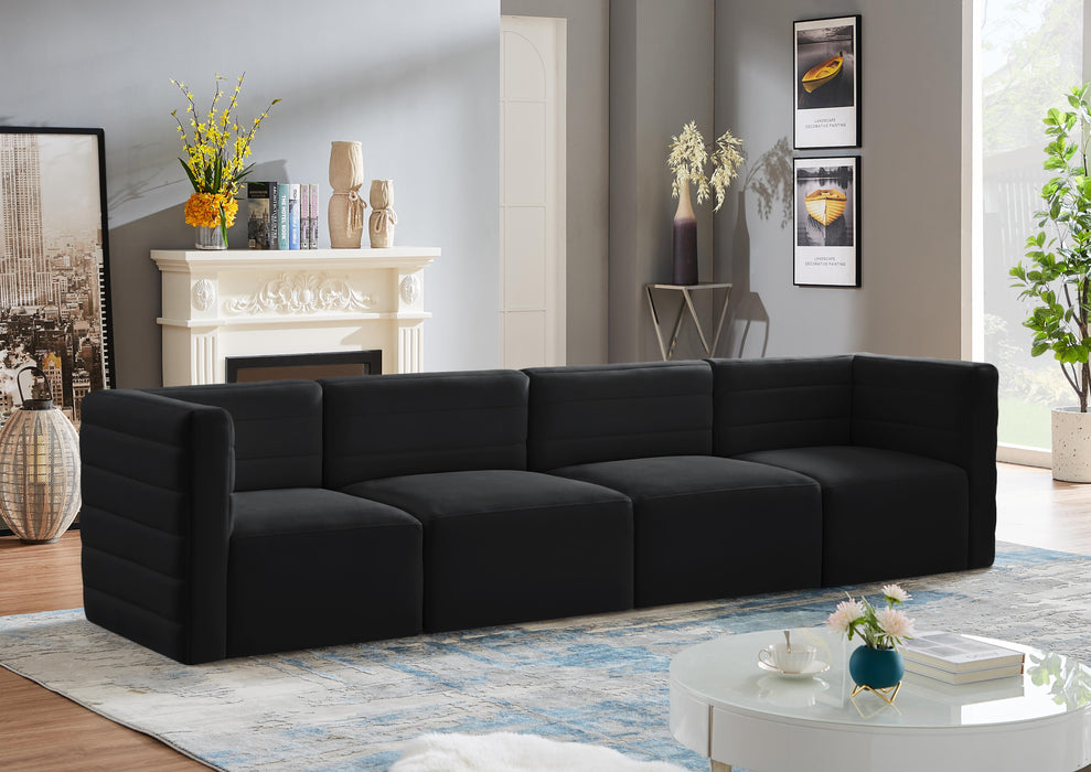 Quincy Black Velvet Modular Sofa