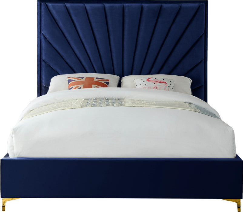 Eclipse Navy Velvet Queen Bed - Furniture Stars (Chicago, IL)