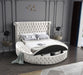 Luxus Cream Velvet Queen Bed (3 Boxes) - Furniture Stars (Chicago, IL)