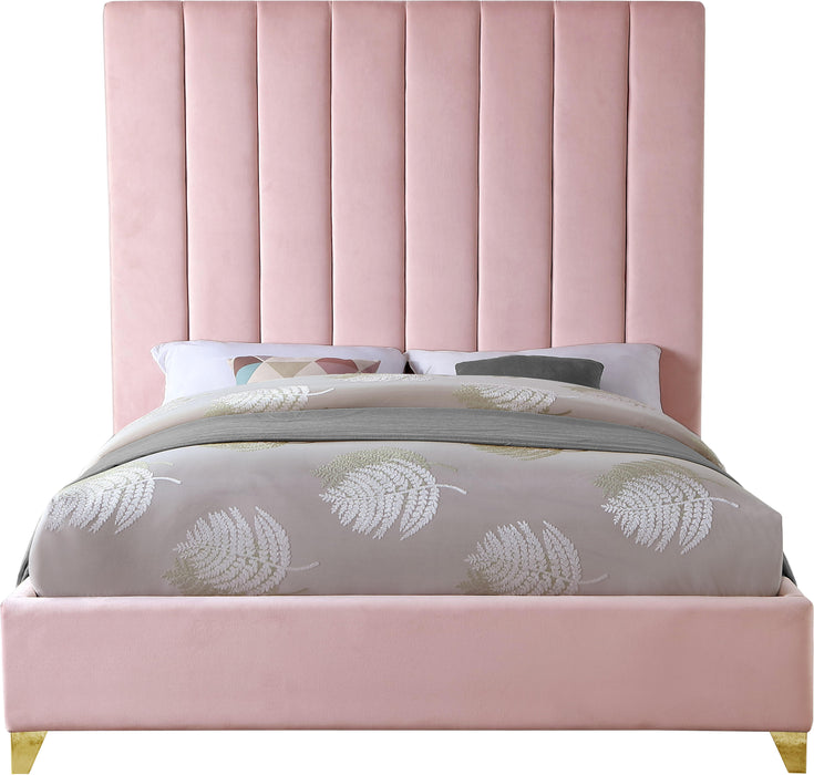 Via Pink Velvet Queen Bed - Furniture Stars (Chicago, IL)
