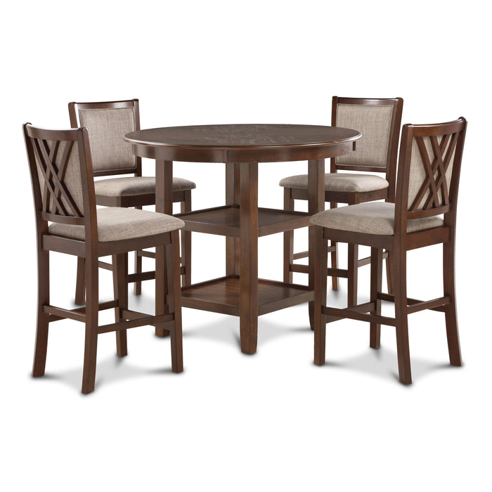 AMY 5 PC COUNTER DINING SET-CHERRY - Furniture Stars (Chicago, IL)