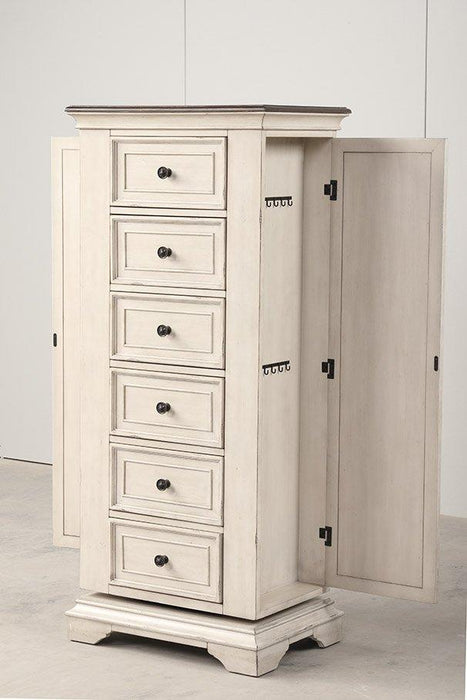ANASTASIA LINGERIE SWIVEL CHEST W/MIRROR-ANT. WHITE - Furniture Stars (Chicago, IL)