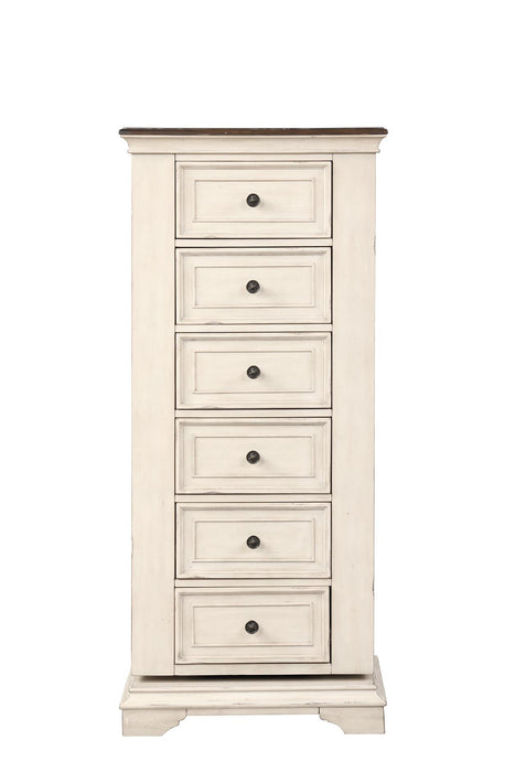 ANASTASIA LINGERIE SWIVEL CHEST W/MIRROR-ANT. WHITE - Furniture Stars (Chicago, IL)