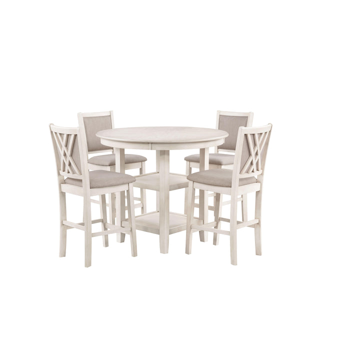 AMY 5 PC COUNTER TABLE SET-BISQUE - Furniture Stars (Chicago, IL)