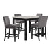 CELESTE 5PC 42" MARBLE FINISH COUNTER TABLE & 4 CHAIRS-GRAY - Furniture Stars (Chicago, IL)