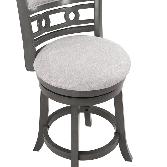 GIA 24" SWIVEL COUNTER STOOL-GRAY W/GRAY FABRIC SEAT - Furniture Stars (Chicago, IL)