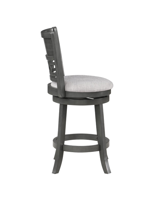 GIA 24" SWIVEL COUNTER STOOL-GRAY W/GRAY FABRIC SEAT - Furniture Stars (Chicago, IL)