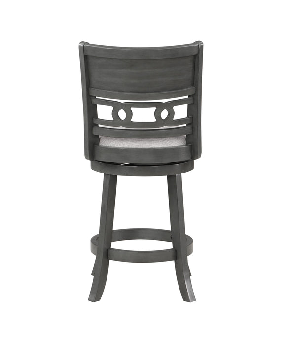 GIA 24" SWIVEL COUNTER STOOL-GRAY W/GRAY FABRIC SEAT - Furniture Stars (Chicago, IL)