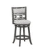 GIA 24" SWIVEL COUNTER STOOL-GRAY W/GRAY FABRIC SEAT - Furniture Stars (Chicago, IL)