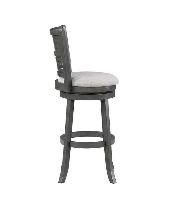 GIA 29" SWIVEL BARSTOOL-GRAY W/GRAY FABRIC SEAT - Furniture Stars (Chicago, IL)