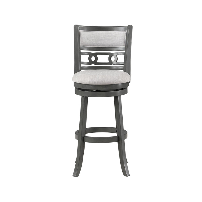 GIA 29" SWIVEL BARSTOOL-GRAY W/GRAY FABRIC SEAT - Furniture Stars (Chicago, IL)