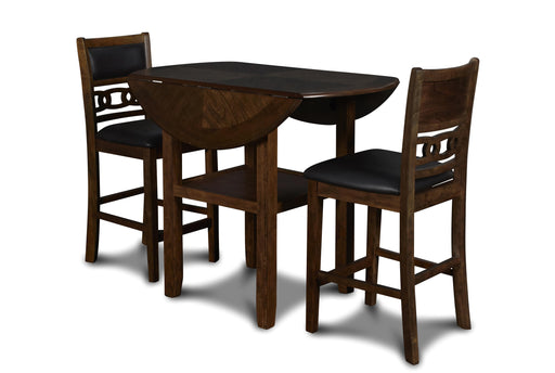 GIA 42" COUNTER  DROP LEAF TABLE W/2 CHAIRS-BROWN - Furniture Stars (Chicago, IL)