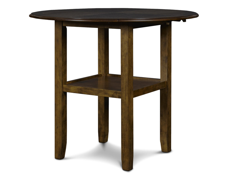 GIA 42" COUNTER  DROP LEAF TABLE W/2 CHAIRS-BROWN - Furniture Stars (Chicago, IL)