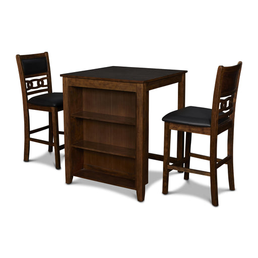 GIA 30" COUNTER TABLE W/2 CHAIRS & STG SHELF-BROWN - Furniture Stars (Chicago, IL)