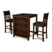 GIA 30" COUNTER TABLE W/2 CHAIRS & STG SHELF-BROWN - Furniture Stars (Chicago, IL)