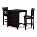 GIA 30" COUNTER TABLE W/2 CHAIRS & STG SHELF-EBONY - Furniture Stars (Chicago, IL)