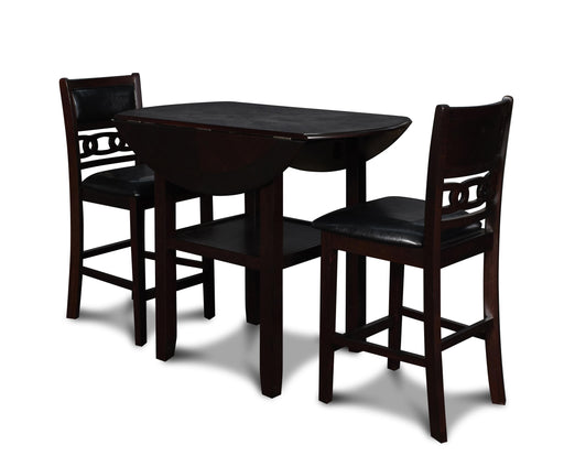 GIA 42" COUNTER  DROP LEAF TABLE W/2 CHAIRS-EBONY - Furniture Stars (Chicago, IL)