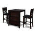 GIA 30" COUNTER TABLE W/2 CHAIRS & STG SHELF-EBONY - Furniture Stars (Chicago, IL)