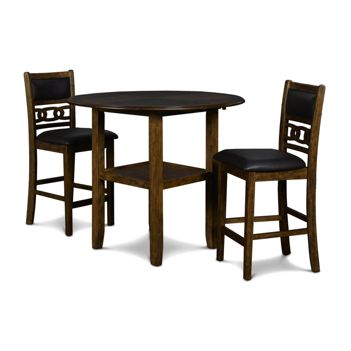 GIA 42" COUNTER  DROP LEAF TABLE W/2 CHAIRS-BROWN - Furniture Stars (Chicago, IL)