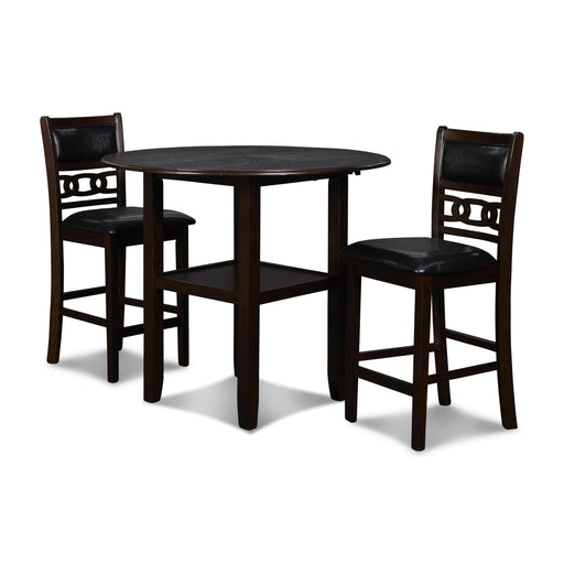 GIA 42" COUNTER  DROP LEAF TABLE W/2 CHAIRS-EBONY - Furniture Stars (Chicago, IL)