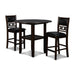 GIA 42" COUNTER  DROP LEAF TABLE W/2 CHAIRS-EBONY - Furniture Stars (Chicago, IL)
