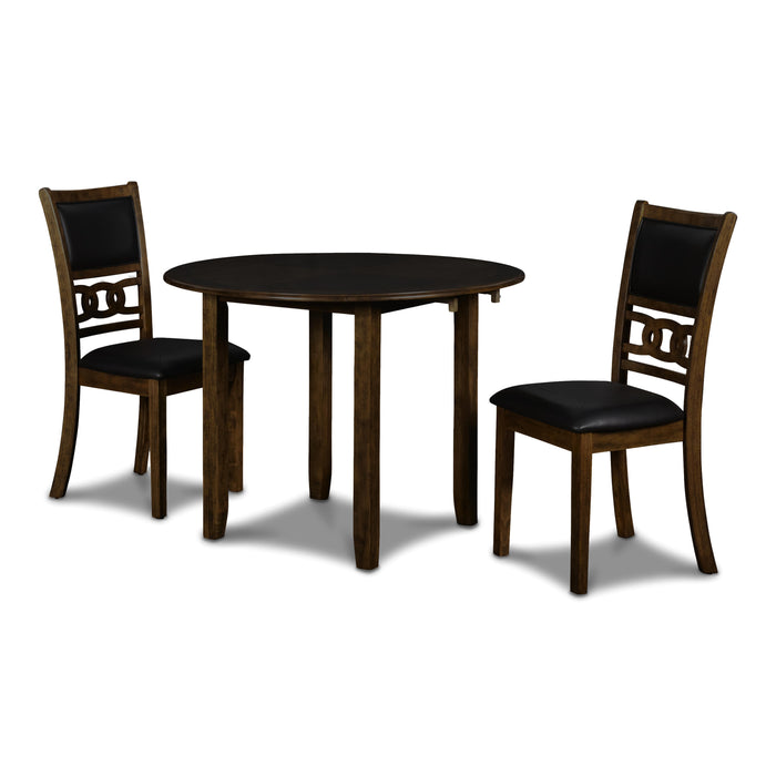 GIA 42" DINING  DROP LEAF TABLE W/2 CHAIRS-BROWN - Furniture Stars (Chicago, IL)