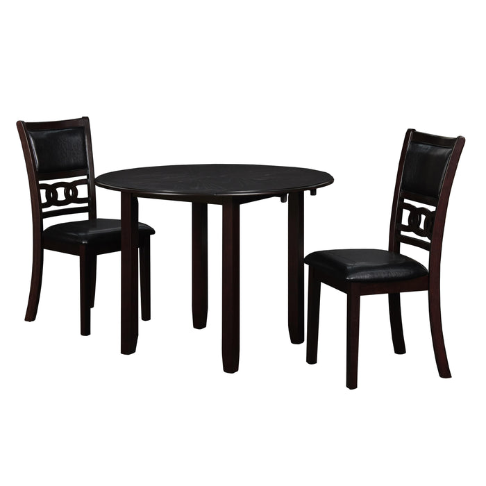 GIA 42" DINING  DROP LEAF TABLE W/2 CHAIRS-EBONY - Furniture Stars (Chicago, IL)