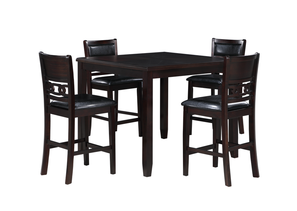 GIA 5PC 42" SQUARE  COUNTER TABLE & 4 CHAIRS-EBONY - Furniture Stars (Chicago, IL)