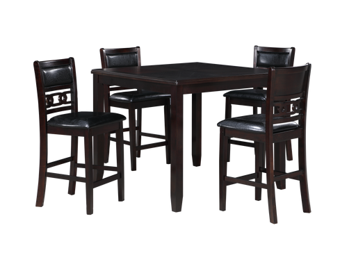 GIA 5PC 42" SQUARE  COUNTER TABLE & 4 CHAIRS-EBONY - Furniture Stars (Chicago, IL)