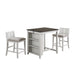 HESTON 36" STORAGE COUNTER TABLE SET W/2 CHAIRS-WHITE/GRAY - Furniture Stars (Chicago, IL)