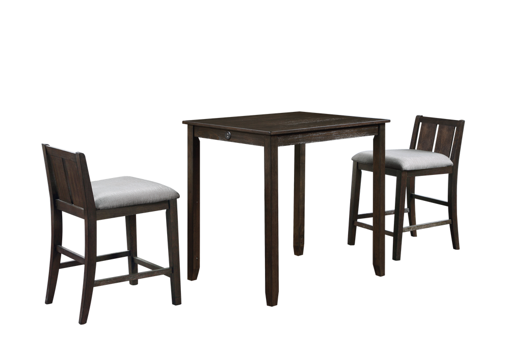 HESTON 36" STORAGE COUNTER TABLE SET W/2 CHAIRS-CHERRY - Furniture Stars (Chicago, IL)