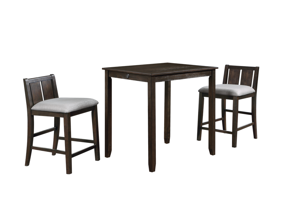 HESTON 36" STORAGE COUNTER TABLE SET W/2 CHAIRS-CHERRY - Furniture Stars (Chicago, IL)