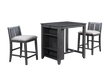 HESTON 36" STORAGE COUNTER TABLE SET W/2 CHAIRS-GRAY - Furniture Stars (Chicago, IL)