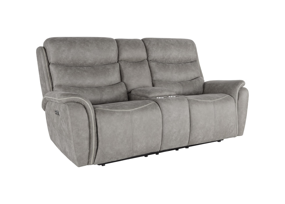 KAMARI CONSOLE LOVESEAT W/ DUAL RECLINERS-GRAY