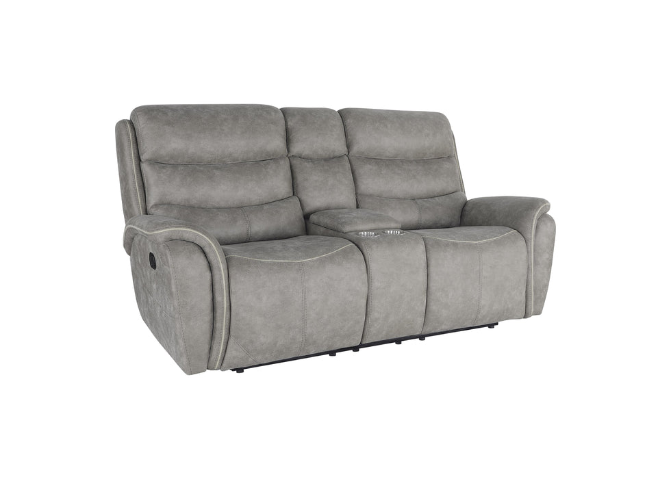 KAMARI CONSOLE LOVESEAT W/ DUAL RECLINERS-GRAY