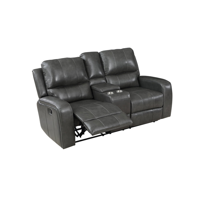 LINTON LEATHER CONSOLE LOVESEAT W/ PWR FR-GRAY - Furniture Stars (Chicago, IL)