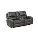 LINTON LEATHER CONSOLE LOVESEAT W/ PWR FR-GRAY - Furniture Stars (Chicago, IL)