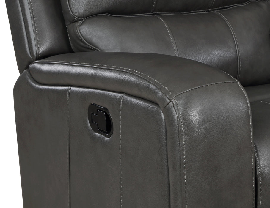 LINTON LEATHER SOFA W/DUAL RECLINER-GRAY - Furniture Stars (Chicago, IL)