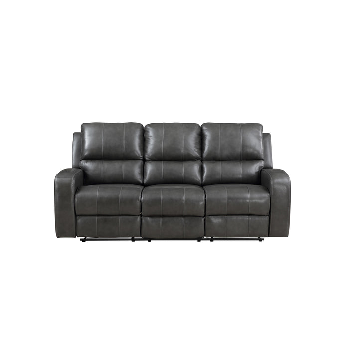 LINTON LEATHER SOFA  W/ PWR FR-GRAY