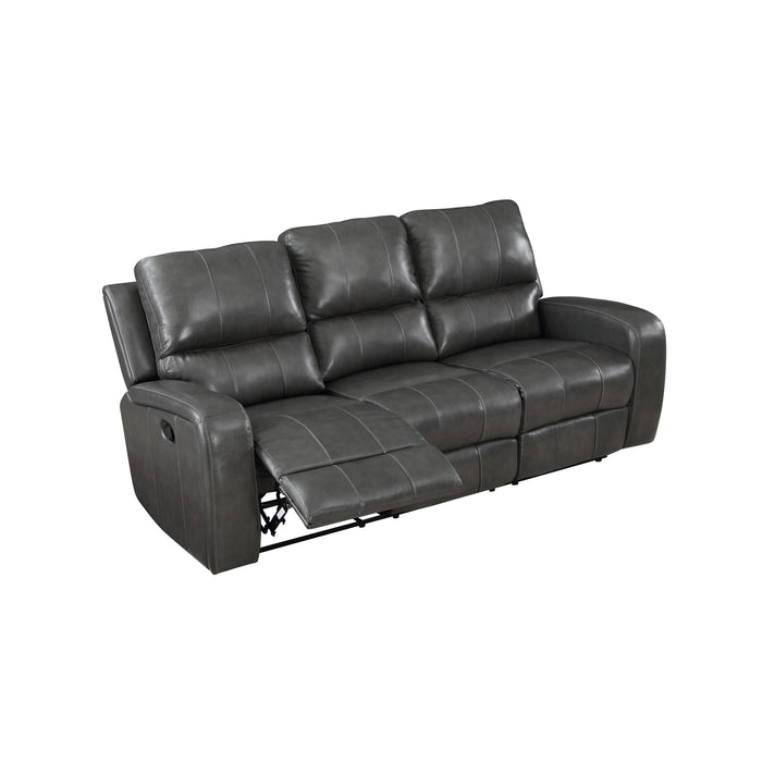 LINTON LEATHER SOFA  W/ PWR FR-GRAY