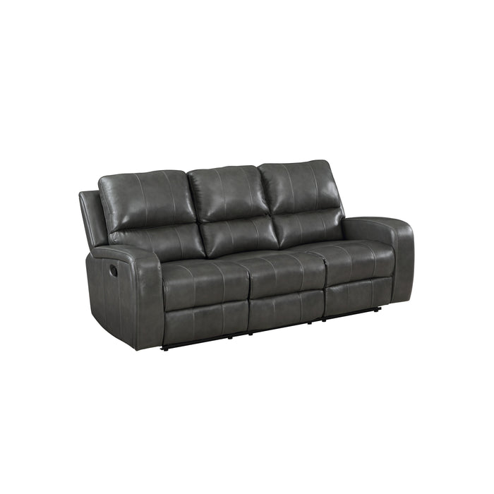 LINTON LEATHER SOFA  W/ PWR FR-GRAY