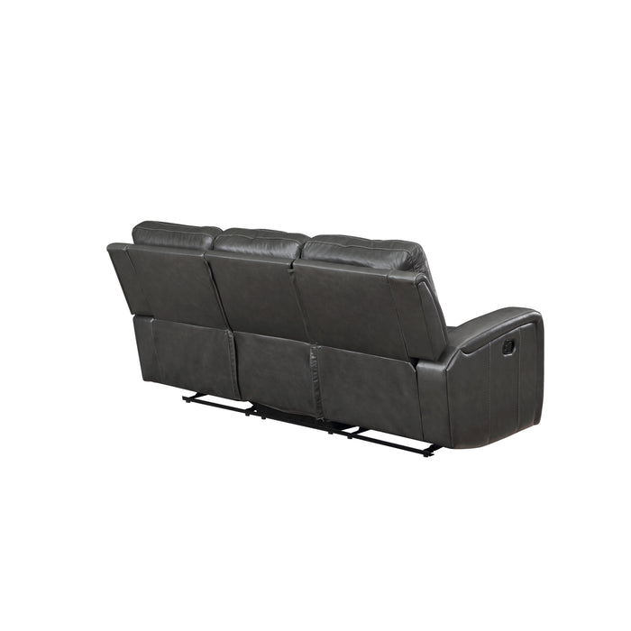 LINTON LEATHER SOFA W/DUAL RECLINER-GRAY - Furniture Stars (Chicago, IL)