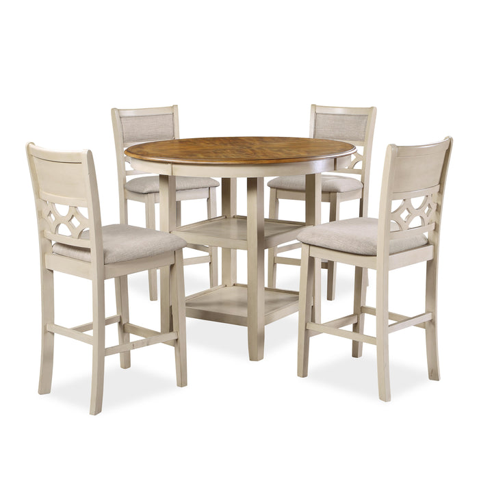 MITCHELL 5 PC COUNTER SET-TWO TONE BISQUE/BROWN - Furniture Stars (Chicago, IL)