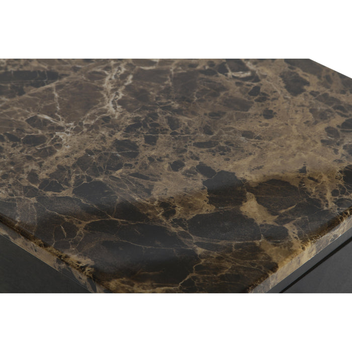 NOAH END TABLE WITH DRAWER-ESPRESSO W/FAUX MARBLE TOP