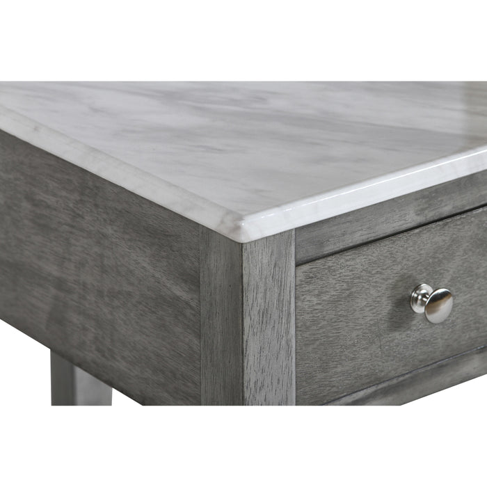 NOAH END TABLE WITH DRAWER-GRAY W/FAUX MARBLE TOP