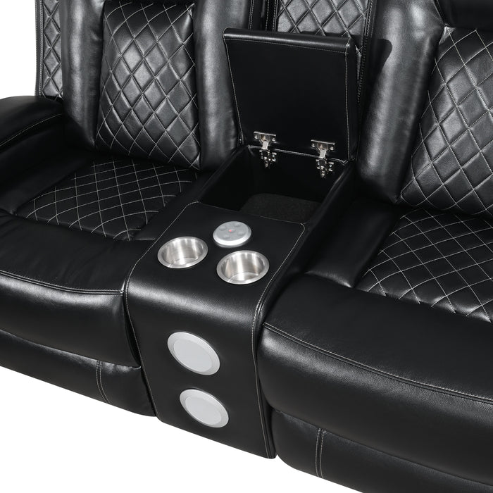 ORION CONSOLE LOVESEAT W/ PWR FR & HR-BLACK - Furniture Stars (Chicago, IL)