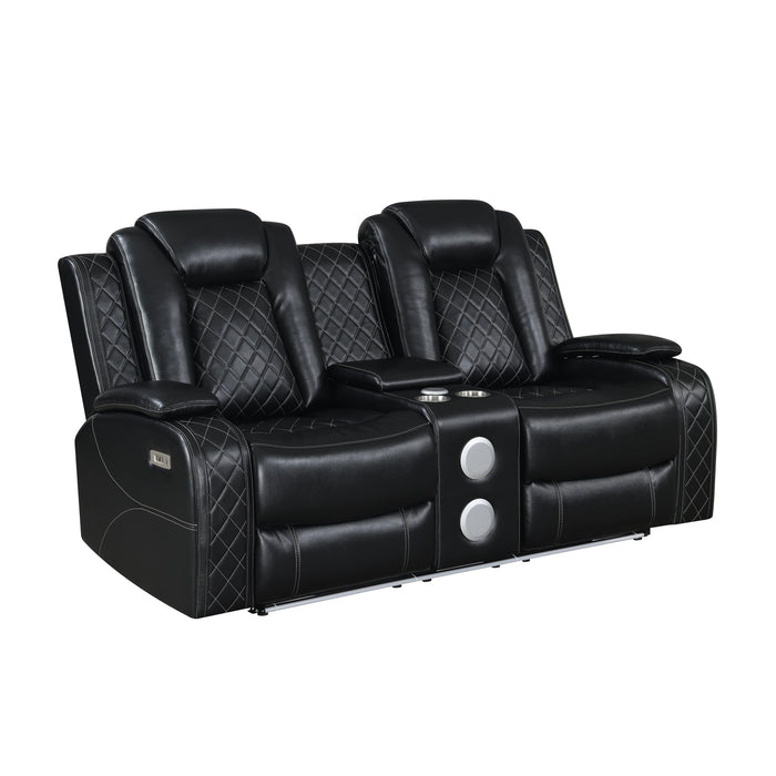ORION CONSOLE LOVESEAT W/ PWR FR & HR-BLACK - Furniture Stars (Chicago, IL)