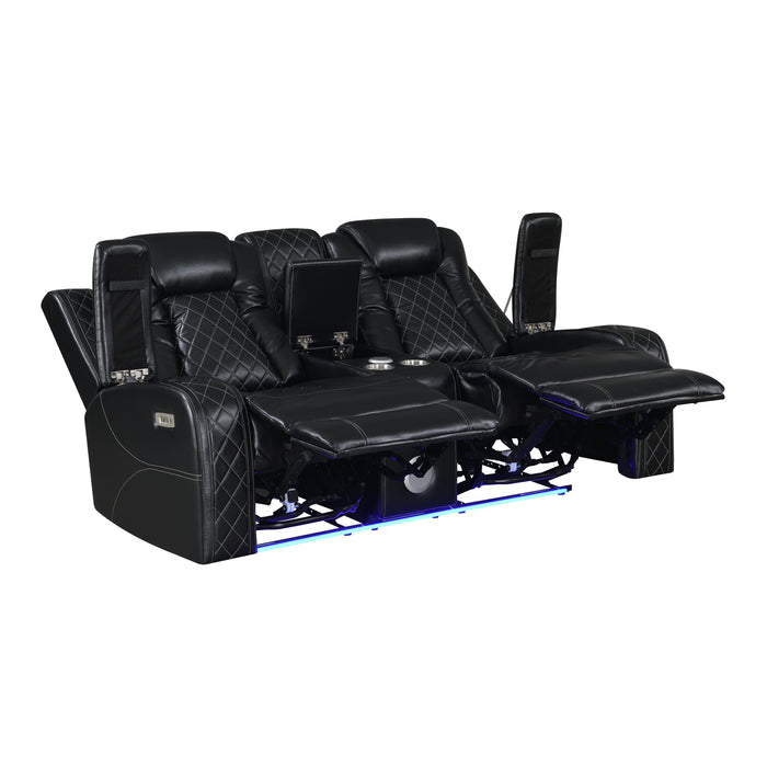 ORION CONSOLE LOVESEAT W/ PWR FR & HR-BLACK - Furniture Stars (Chicago, IL)