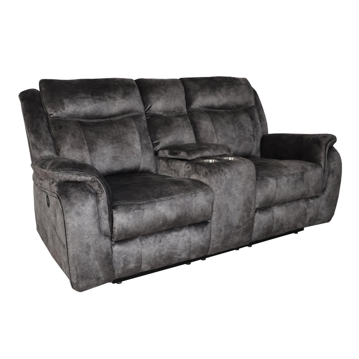 PARK CITY CONSOLE LOVESEAT W/ DUAL RECLINERS-SLATE