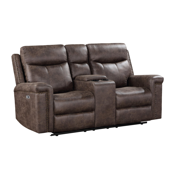 QUADE CONSOLE LOVESEAT W/ DUAL RECLINERS-MOCHA